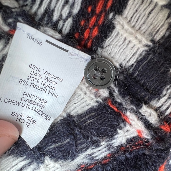 J. Crew fall knit sweater wool blend navy oran free white XXS - Picture 10 of 10